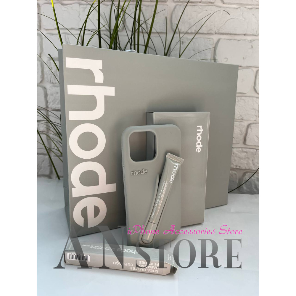 Чохол rhode з блиском для губ на iPhone 12 pro в сірому кольорі LIP CASE GREY COLOR 